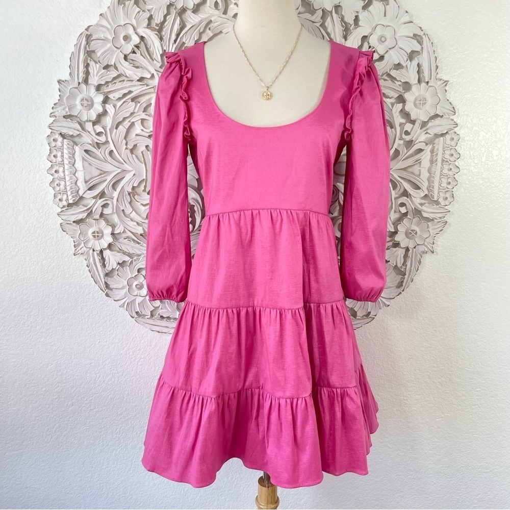{Likely} Avena Taffeta Tiered Mini Dress, Carmine Rose, Size 4